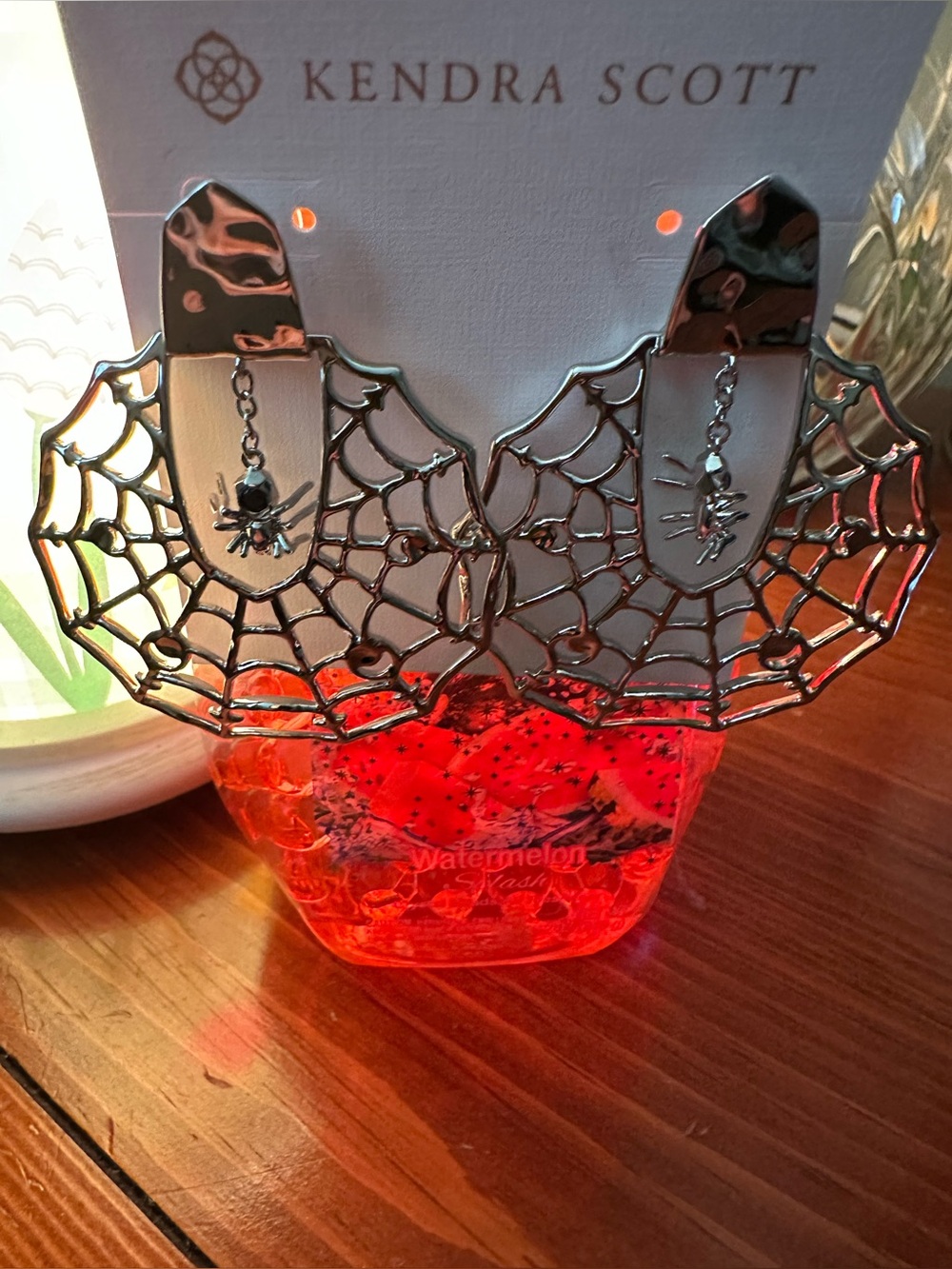 KENDRA SCOTT SILVER AND BLACK  SPIDER WEB STATEMENT EARRINGS - NWT